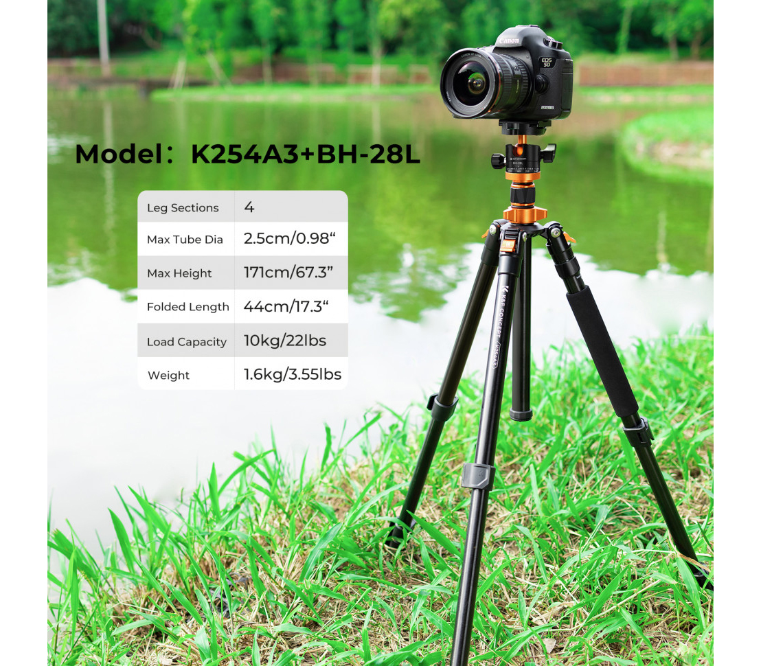 Штатив K&F Concept K254A3 с шаровой головой BH-28L