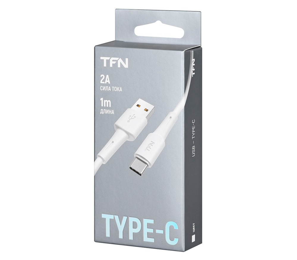 Кабель TFN USB-A / USB-C, ПВХ, 1 м, белый