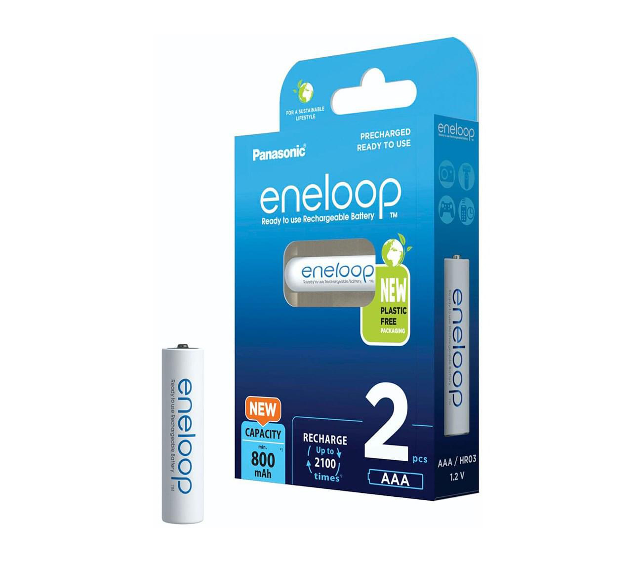 Аккумуляторы Panasonic Eneloop AAA, 800 мАч, 2 шт. (BK-4MCDE/2BE)