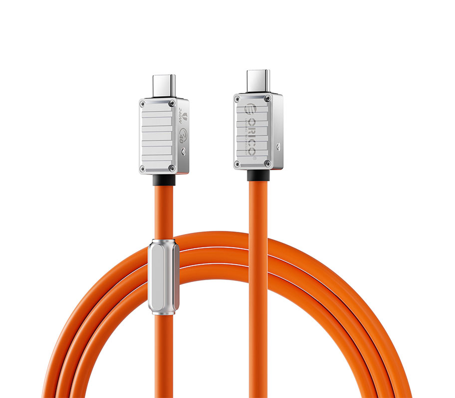 Кабель Orico 240B1-40-10-OR-BP, USB 4.0, Type C, 40 Гбит/с, PD, 240 Вт, 1 м, оранжевый