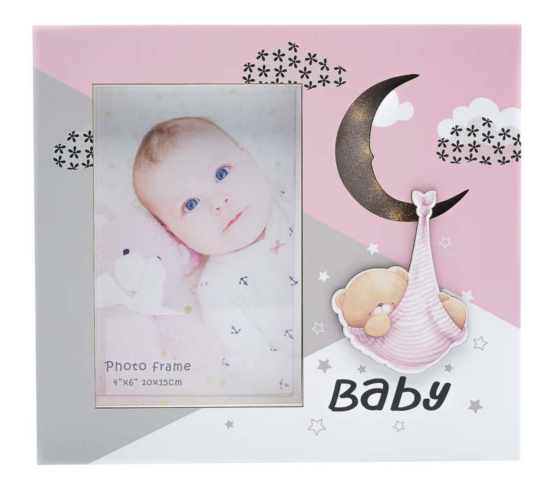Фоторамка Fotografia 10x15 см, с подсветкой, "Baby", розовая (FFL-804)