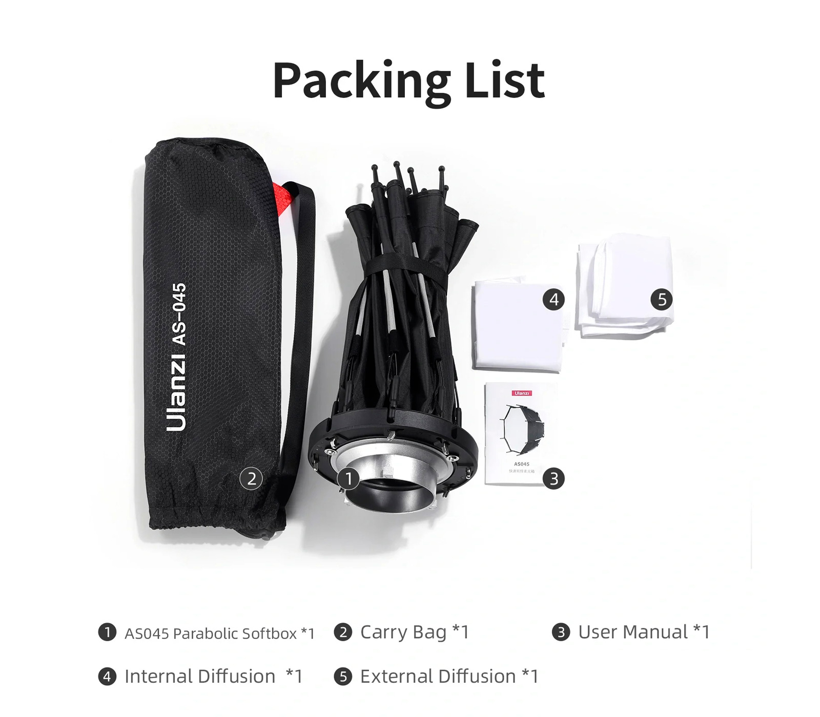 Октабокс Ulanzi AS-045 Bayonet Quick Mount, 45 см, с сотами, Bowens (уцененный)