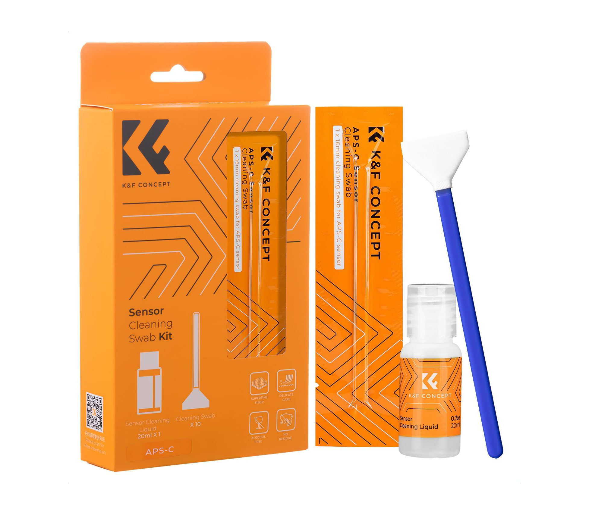 Шваброчки для чистки матриц K&F Concept 1616, для APS-C камер (10 шт, жидкость)