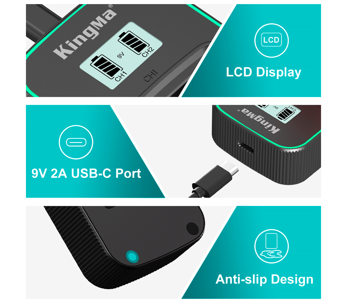 Зарядное устройство Kingma BM058Q-BLK22 для 2х Panasonic DMW-BLK22