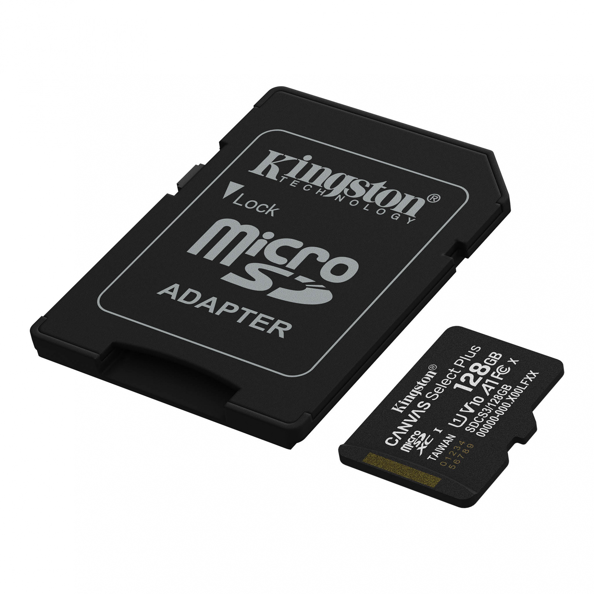 Карта памяти Kingston MicroSDXC 128GB Canvas Select Plus Gen3 UHS-I U1 A1, с адаптером SD