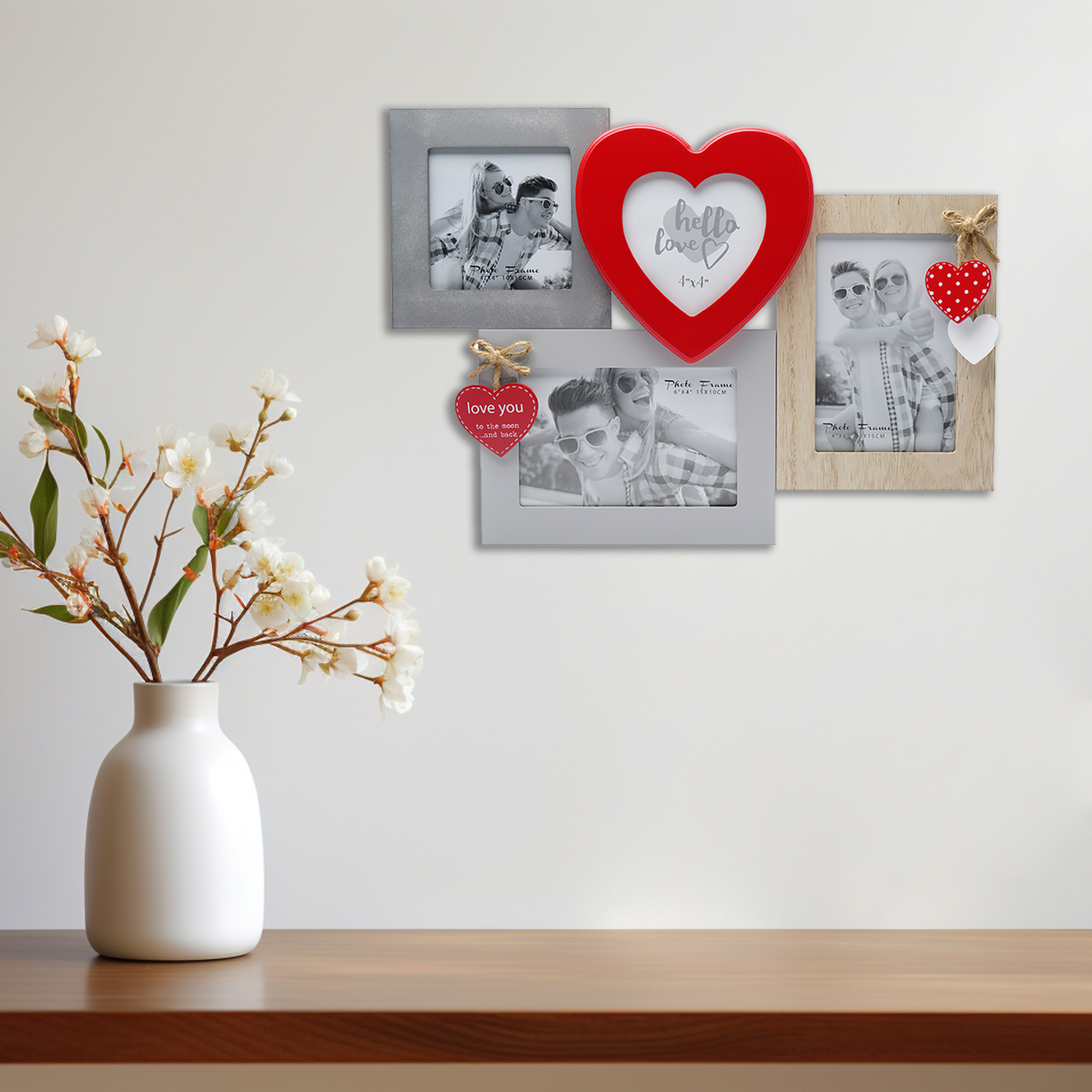 Мультирамка Fotografia MDF 4 фото Романтика (2х 10х15 см + 2х 10x10 см)